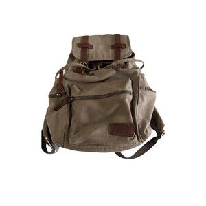 Gearonic Rucksack Backpack Tan Canvas Sturdy Heavyduty Leather Buckle Flaw